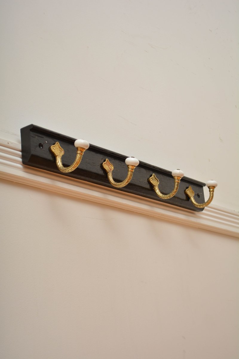 Victorian Coat Rack Ebonised Coat Hooks